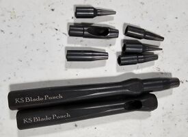 Circle punches + misc heads. Used for installing buttons or rivets, among other things.